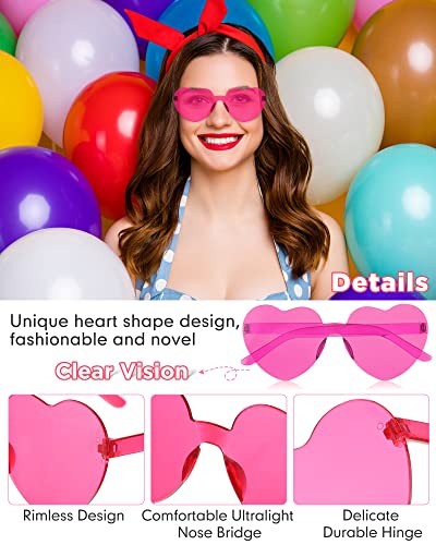 Yunsailing 30 Pcs Heart Glasses Bulk Heart Shape Sunglasses Rimless Color Sunglasses for Bachelorette Women Men Party Favors3