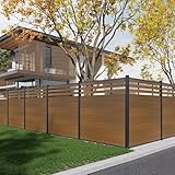 Mondaria Semi-Closed Privacy Fence Panels for Outside, 6ft(W) x 6ft(H) Wind Resistant Wood Plastic Composite Fencing Panels for Patio, Backyard, Garden and Pool (Brown, 2 Posts)