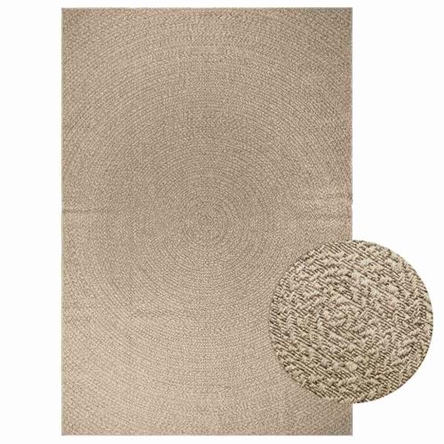 Tonture ZIZUR - Alfombra de color beige, 200 x 290 cm, aspecto de yute para interior y exterior, resistente a los rayos UV, para interior y exterior, resistente a los rayos UV, fácil de limpiar