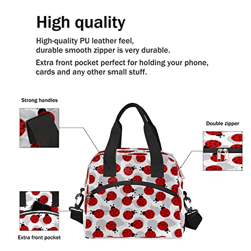 Lunch Bag Summer Tote Women Ladybug Leakproof Waterproof Insulated Box Men Holder Cooler Thermal Handbag With Adjustable Shoulder Strap For Picnic Travel Work Hiking #TOP4