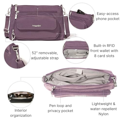 Image of Baggallini Original Everyday 11x7.5 Crossbody Bags Rfid Protected Lightweight Nylon Zippered Travel Purse