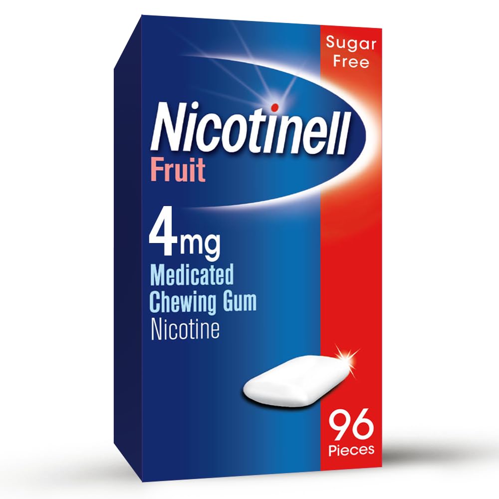 Nicotinell Nicotine Gum, Quit Smoking Aid, Fruit Flavour, 4 mg, 96 Pieces