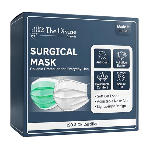 Image of Surgical Mask for Men & Women | Certified by ISO & CE to Protect Mouth Droplets, Dust and Pollution Combo