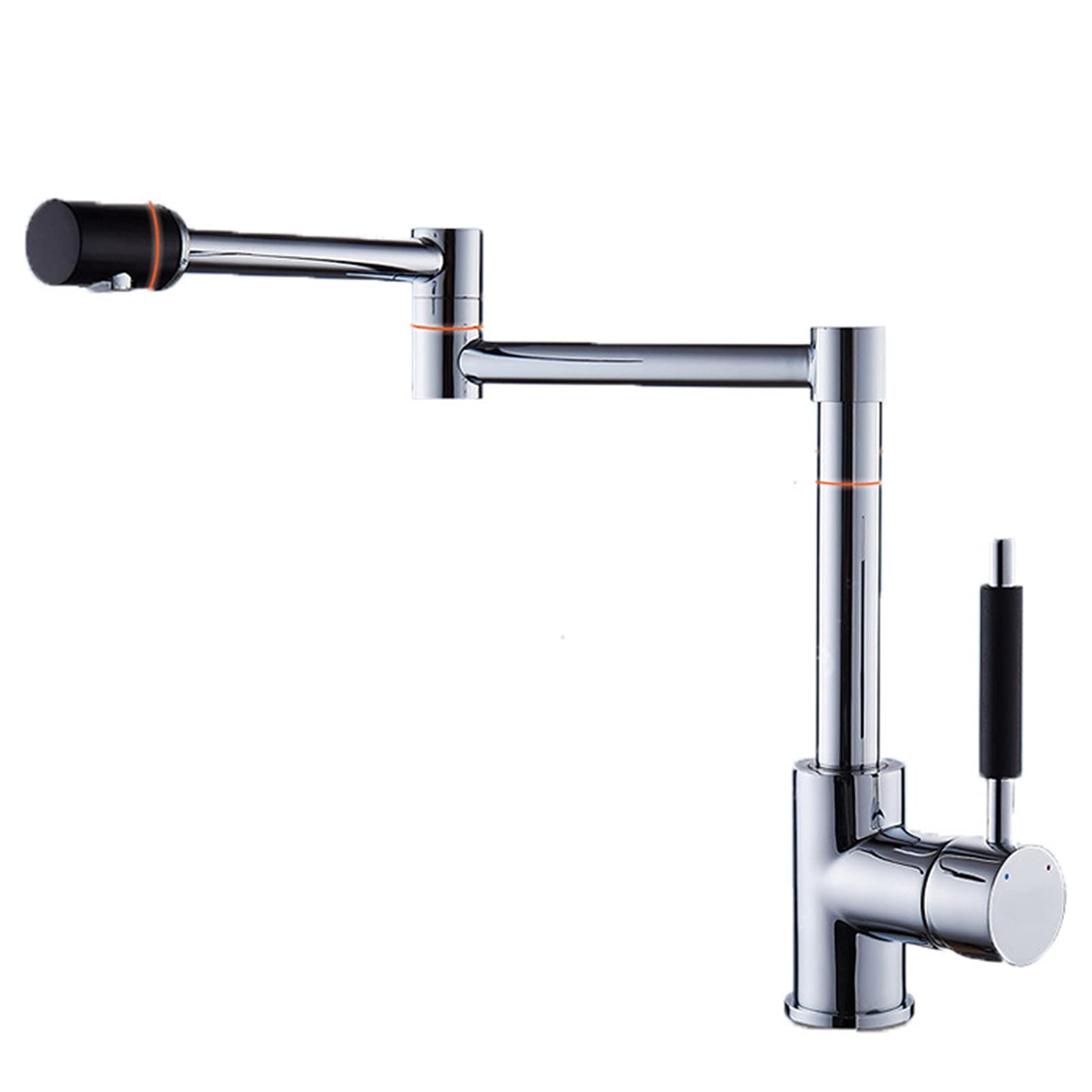 Brass Pot Filler Faucet, Single Handle Mixer Tap, 2 Joints Free Rotating Kitchen Deck Mounted Folding Stretchable Sink Electroplating