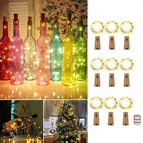 Luces para Botellas,2M 20 LED luces led para Botellas de Vino a Pilas, Luz de Botella LED Decorativas Impermeables Cobre con Corcho para Romántico Boda,Navidad, Fiesta,Hogar (13 Piezas)