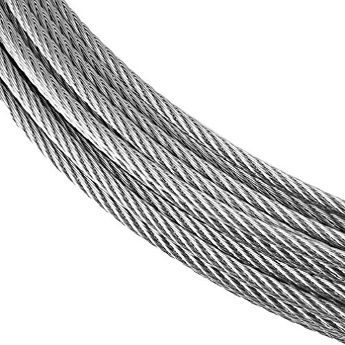 Eowpower 1/16 Inch Stainless Steel 316 Aircraft Cable Wire Rope Marine Grade, 33Ft Length 7X7 Strand Core With 50Pcs Aluminum Sleeves And 12Pcs Thimbles #TOP7