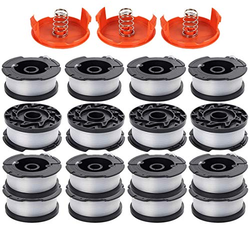 AF-100 String Trimmer Spool Replacement for Black and Decker AF-100 AF-100-3ZP AF-100-BKP 30ft 0.065" Trimmer Line Replacement Spool Compatible with GH900 GH600 GH610 Edger(16 Spools+3 Cap+3 Spring)