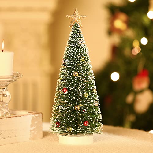 Luxspire Mesa Árbol de Navidad, 9 Pulgadas Pino en Miniatura con Estrella y Bolas Coloridas, Mini Árbol de...