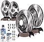 Detroit Axle - Front and Rear Disc Rotors + Ceramic Brake Pad for Lexus RX350 RX450h Toyota Highlander Sienna - 10pc Set