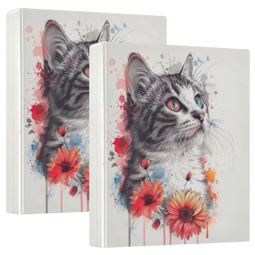Classeur à 3 anneaux fleurs de chat pour embellir vos cours de l'université au bureau