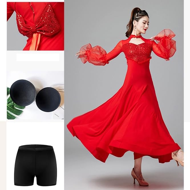 Damska sukienka do tańca towarzyskiego Kostiumy wydajnościowe z kołnierzykiem cheongsam Foxtrot Walc Nowoczesny strój do tańca flamenco Długa spódnica na studniówkę