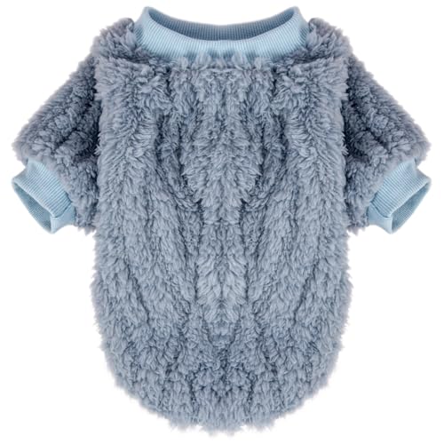 Image of FabriCastle Small Dog Sweaters, 3-Pack Dog & Cat Clothes, Ultra Soft and Warm Pet Jackets for Small Dogs Boy & Girl, Winter Pet Apparel Costumes, Puppy Outfits (Blue,Grey,Doe, X-Large)