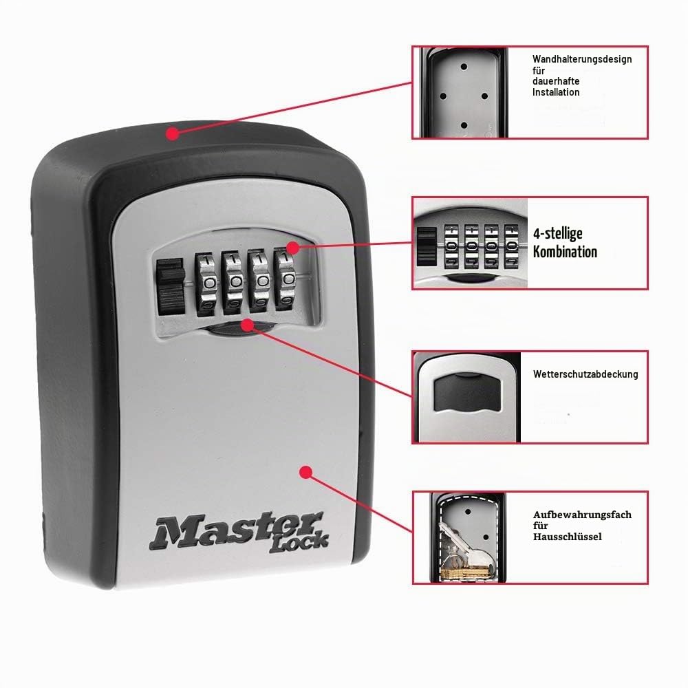Master Lock Set Your Own 5401EC Kombinationsschloss zur Wandmontage, 5 Schlüssel, Schwarz