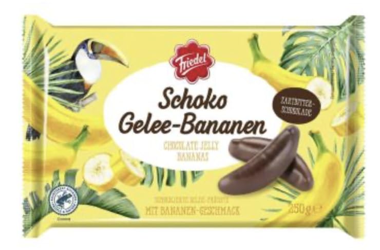 Schoko Gelee-Bananen - Bonbons allemands chocolat noir et banane, parfaits pour le partage, les cadeaux et les amateurs de douceurs - Compatible avec Friedel - 250g