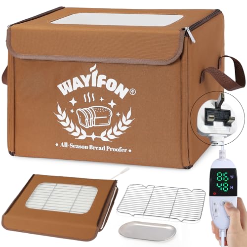 Folding Bread Proofing Box 20.0-55.0 C Temp Control & 99H Timer Dough Proofer Box for Sourdough Bread Baking Pizza Yogurt Kombucha 6-Layer Fabric Brown