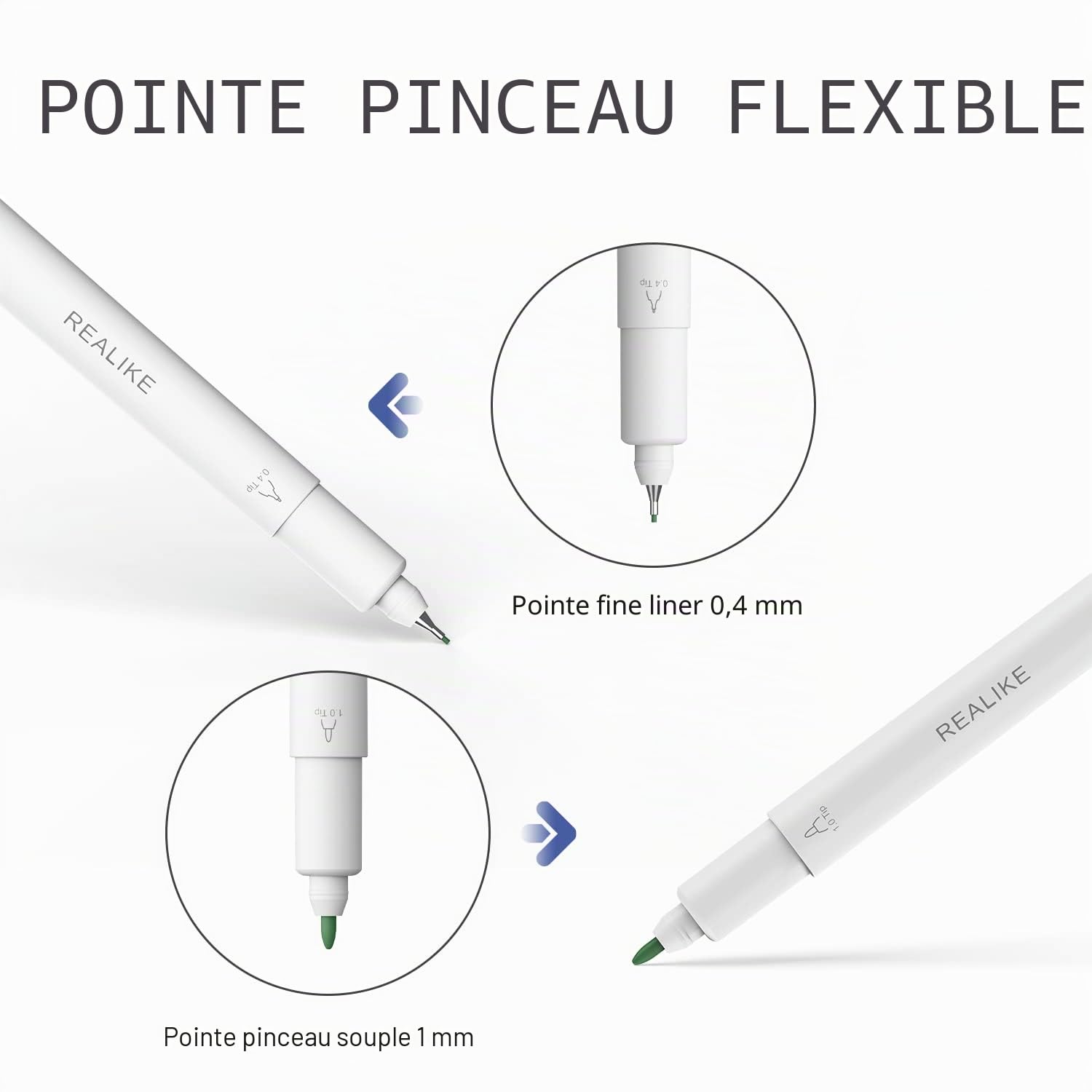 REALIKE Ensemble de stylos à double pointe pour Cricut Joy Fine Point Pen Write Drawing Compatible avec Circuit Joy 0.4 tip et 1.0 tip