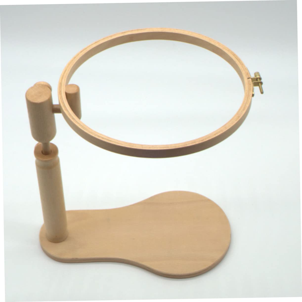 NUOBESTY Bastidor de Bordado de Madera de Haya Ajustable y Giratorio | 1 Juego, 24cm, Soporte, Rotación 360° para Acceso Trasero, Adecuado para Niños y Bordado DIY
