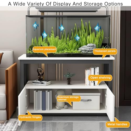 Support pour aquarium à trois niveaux meuble de rangement blanc avec outils