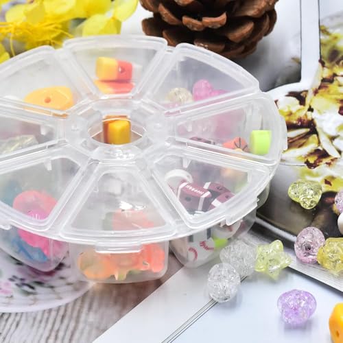 Image of 8 Grids Clear Plastic Bead Storage Containers Nail Box Storage Case Container, Floral Pattern Flip Top Jewelry Boxes Organizers for Jewelry Making and Crafts，Beads Rings Earrings (1)