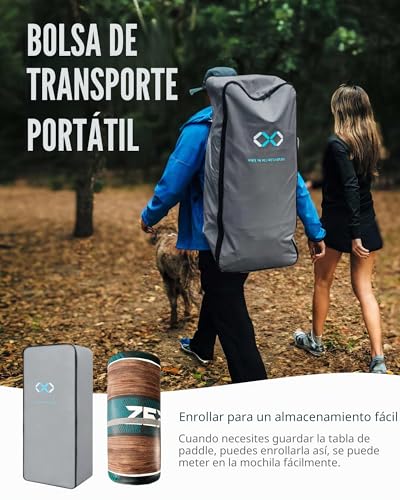Miniatura 7 de Zlx Tabla Paddle Surf Hinchable Para Adultos Con Remo Ajustable Bomba Mochila Correa Bolsa Impermeable, Aleta De Equilibrio Patentada, 11 6 X 35 Cm Stand Up Paddle Board Con Capacidad De 200 Kg