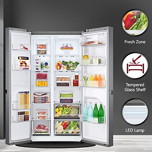 Image of LG 688 L Frost-Free Smart Inverter Compressor Side-By-Side Refrigerator (GC-B257KQDV, Dark Graphite Steel, Multi Digital Sensors and Express Freezing, 2022 Model)