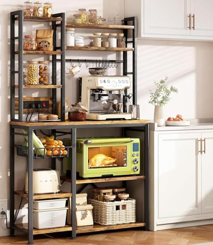 Consejos para Comprar Mueble para Microondas y Garrafon comprados en linea. 46 JeeLeeko Alacenas para Cocina 5 Niveles,Muebles para Microondas,Estante para Cocina con Regleta,Multifunción Alacenas para Despensa,90x 39.8X 182.88cm