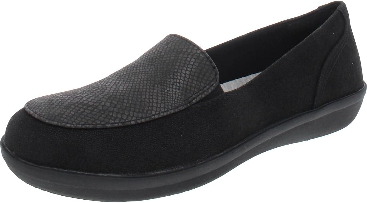 Clarks Women's Ayla River Loafer, Black Snake Print Synthetic, 7 Wide