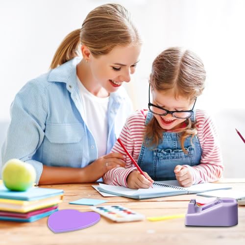 Büroartikel Set, Lila Schreibtischzubehör 10 Kit, Schreibtisch Set mit Entklammerer, Heftklammern, Heftklammerentferner Abroller, Schere, Bandmaß, Allzweckmesser, Clip, Haftnotizen