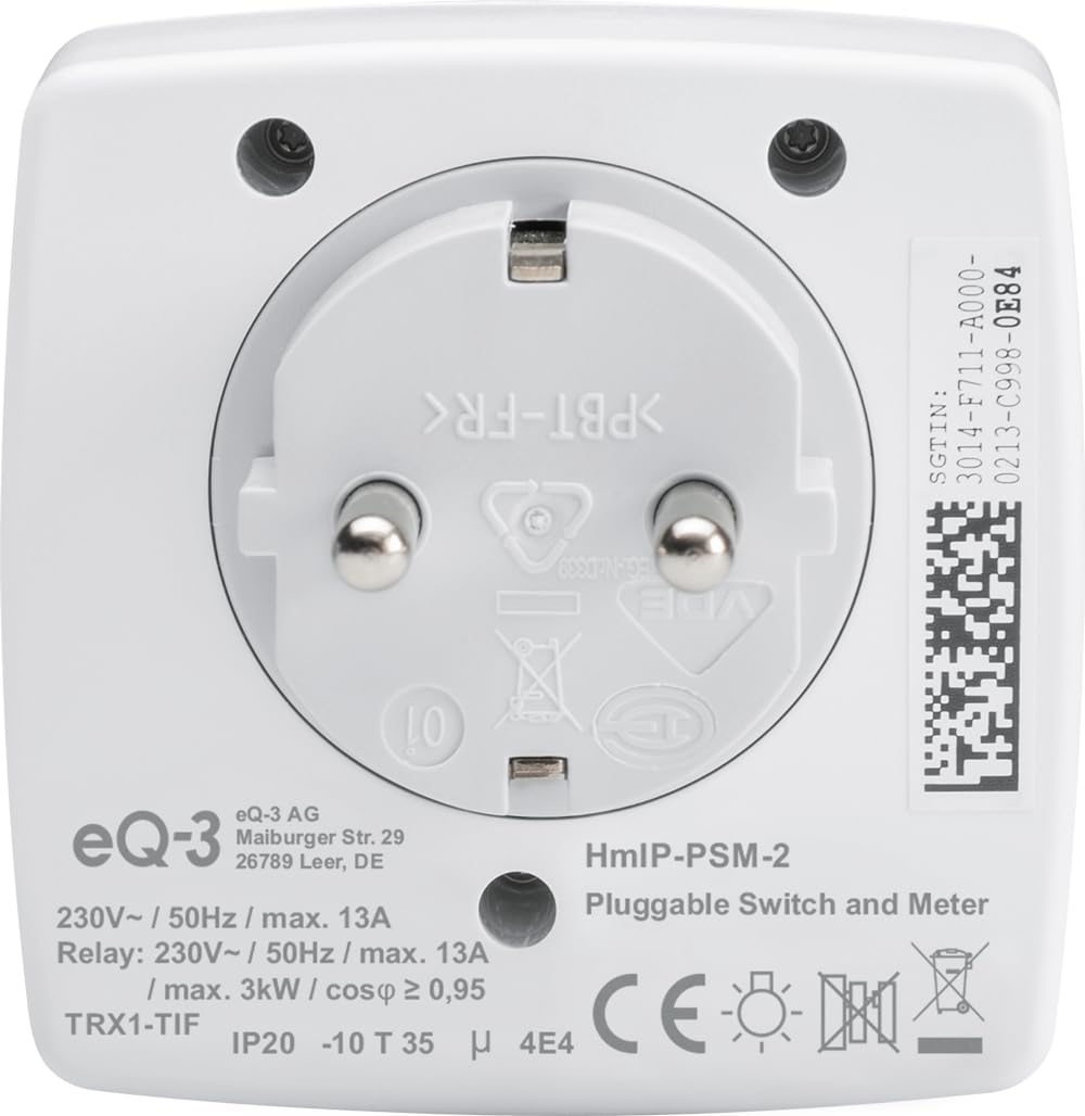 Homematic IP Schalt-Mess-Steckdose | Smart Home, Steckdose misst Strom, digitaler Zwischenstecker, Steuerung per App, Alexa/Google Home, Energie sparen, 157337A0
