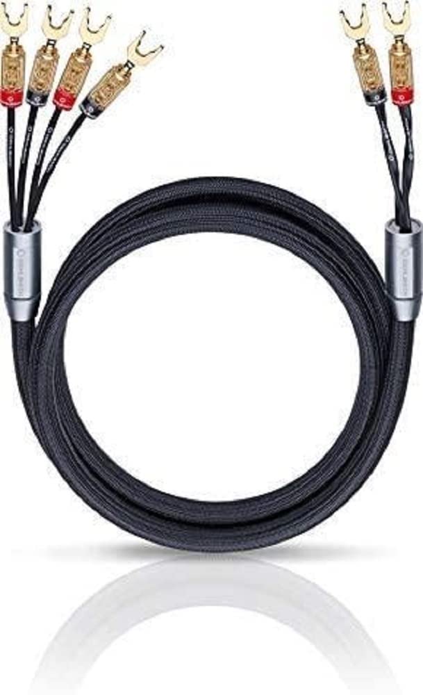 Oehlbach XXL Fusion Four - Set stereo con cavo bi-wiring di alta qualità per altoparlanti con connettore a capocorda - Made in Germany - 1 coppia, 2 x 4,5m - nero