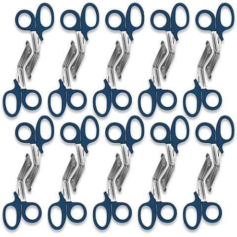EMS XTRM 20-Pack Multicolor Stainless Steel Medical Trauma Shears for EMS, Nurses, Police & Firefighters - Durable, Sharp, and Built for Comfort, Navy Blue Cover