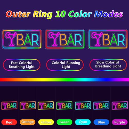 Image of Bar Neon Sign, LED Sign for Wall Decor, LED Neon Light Signs for Home, USB Powered Bar lights for Cocktails Man Cave Party Club, Christmas Gifts
