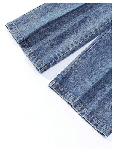 Girl's Baggy Jeans Wide Leg Denim Pants Pleated High Waisted Denim Jeans3