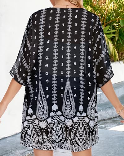 Image of CHICGAL Womens Floral Kimono Cardigan Beach Cover Up Casual Summer Tops