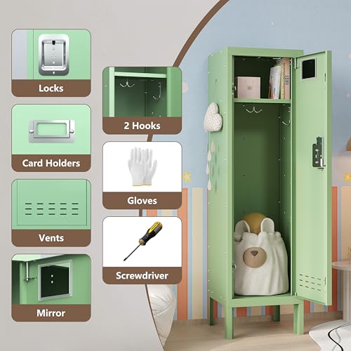 Image of BUTISOW Metal Kids Locker,Metal Cabinet Storage Lockers,Lockable for Employees with Door,54 inch Height Steel Locker,Lockable Steel Locker for Children's Room, Playroom, School,Gym