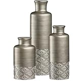 Photo Gallery creative scent - set di 3 vasi dublino in argento, con base robusta per esporre fiori, erba della pampa, decorazione per tavolo da pranzo Photo Gallery creative scent - set di 3 vasi dublino in argento, con base robusta per esporre fiori, erba della pampa, decorazione per tavolo da pranzo