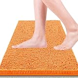 Flotstiga Bathroom Rugs 23x15,Super Absorbent Soft,Thick,Machine Washable Chenille Bath Mat,Non Slip Toilet Floor Rug,Bath Mats for Bathroom Floor, Home Decor Accessories,Orange