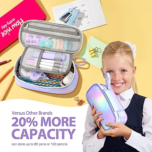 Image of Jcocylse Large Capacity Pencil Case Portable Pencil Pouch Bag School Supplies for College Students Girls Boys Adults (Purple)