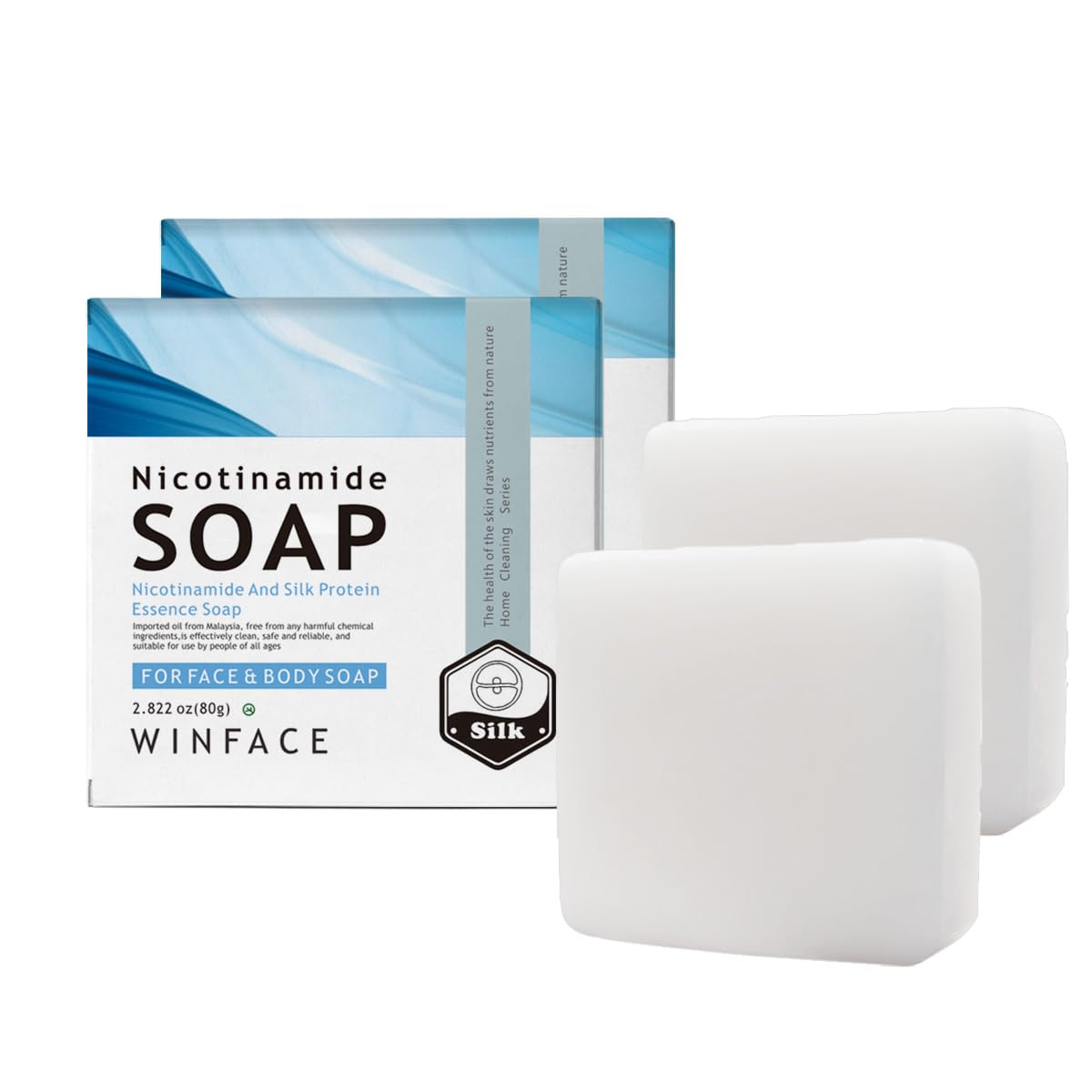 WINFACE Skin soap, strong goat milk aroma, exfoliating soap, facial cleansing, hand washing, bath soap, Add Niacinamide, Goat milk extract, Silk Milk Soap-2.82 oz 2 Count