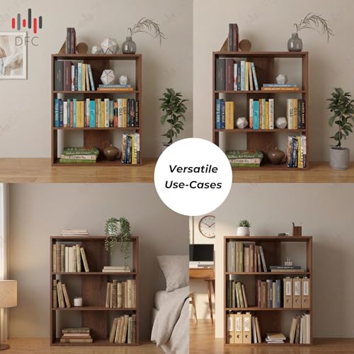 Image of DFC Element Fern Engineered Wood Bookshelf Open Storage Book Rack Shelf Organizer Display Bookcase for Home Library Living Room Study Room 3 Shelf Natural Oak Finish