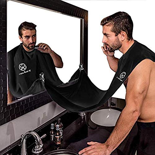 Ystar Beard Bib,Beard Apron - Hair Clippings Catcher, Grooming Cape Apron, Combined with Self-Packing Pouch, Easy to Travel, for Man Shaving, Best Gift For Him by Ystar - (Black)