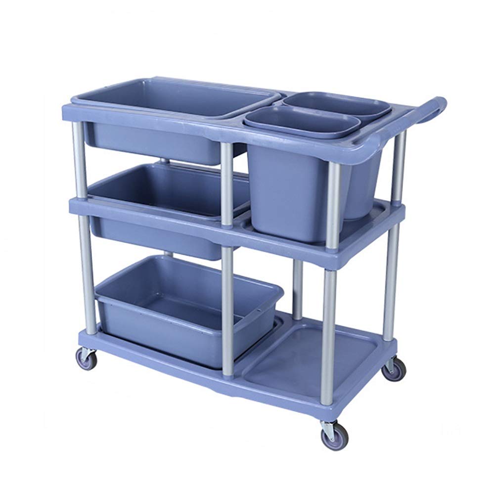 asdchZen Multifunctional Utility Cart Service Storage Trolley Beauty Utility Cart Catering Cart Portable Serving Trolley, 3 Tier Large Catering Cart For Hotel