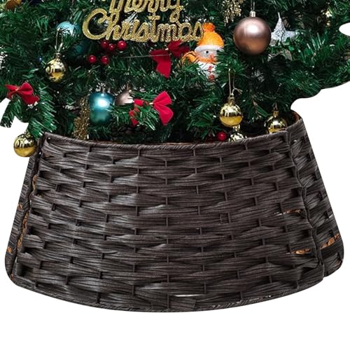 Collar de árbol – Caja base de cesta de árbol de 65 cm | Collar de cesta de árbol de Navidad para espacios pequeños, collar de árbol de ratán para decoración de Navidad para mejorar la decoración de