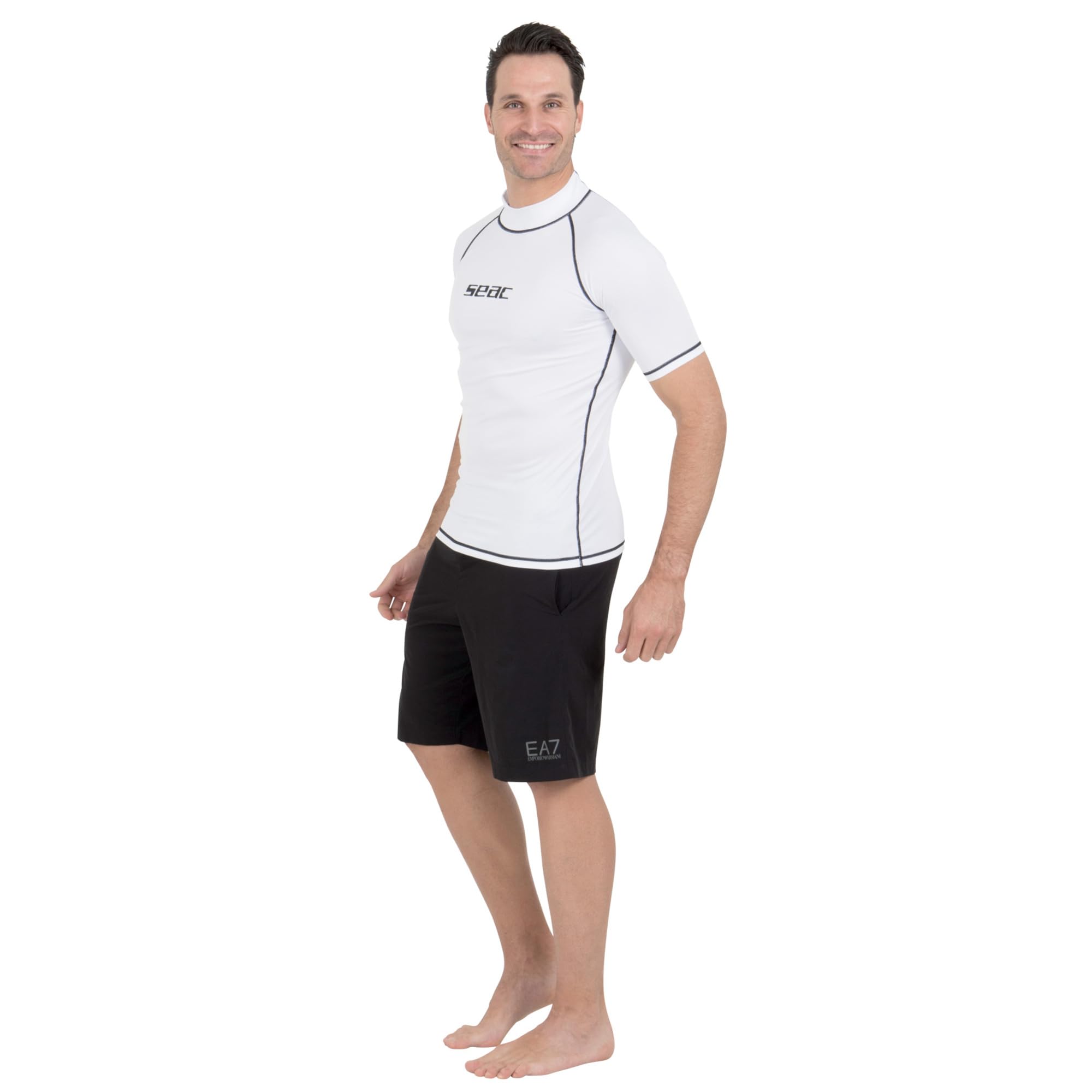 Seac T-Sun Short Man, Maglia Protettiva Rash Guard per Snorkeling e Nuoto Anti UV - 5