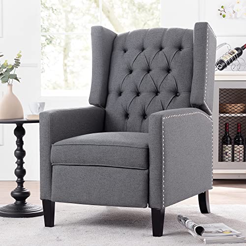Sillón reclinable tapizado gris con respaldo ajustable miniatura 3