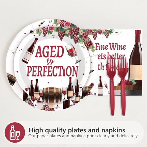 96Pcs Like Fine Wine Birthday Aged To Perfection Party Decoration Serves 24 by Greencian - Used condition - Image 2