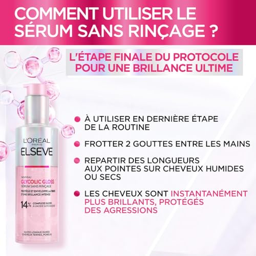 Soin Cheveux Sérum Sans Rinçage Glycolic Gloss Elseve 'oreal Paris Le Flacon De 150ml - vue 7