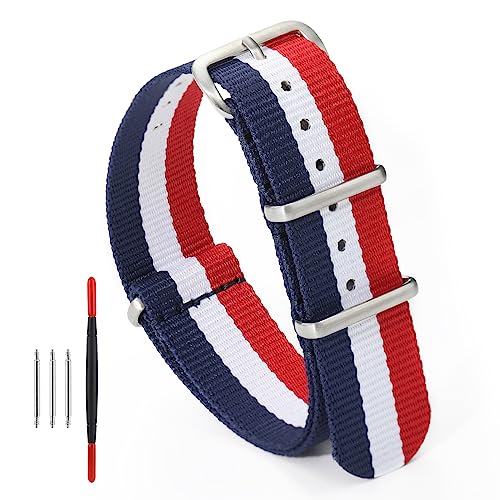 Image of TACTICAL FROG Nylon Watch Band 18mm 19 mm 20mm 22 mm 24 mm, Waterproof Military Watch Straps Replacement for Men Women, With Stainless Steel Buckle