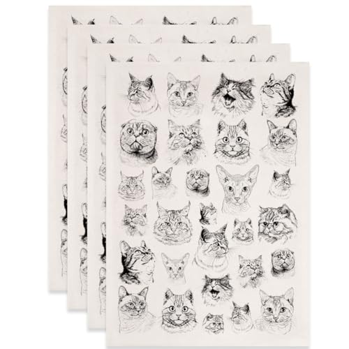 SUPERDANT 4 unidades Gatos Avatar bajo esmalte calcomanías para cerámica realista lindo gatito calcomanías de cerámica negro bajo glaseado papel de transferencia para porcelana 37x52cm