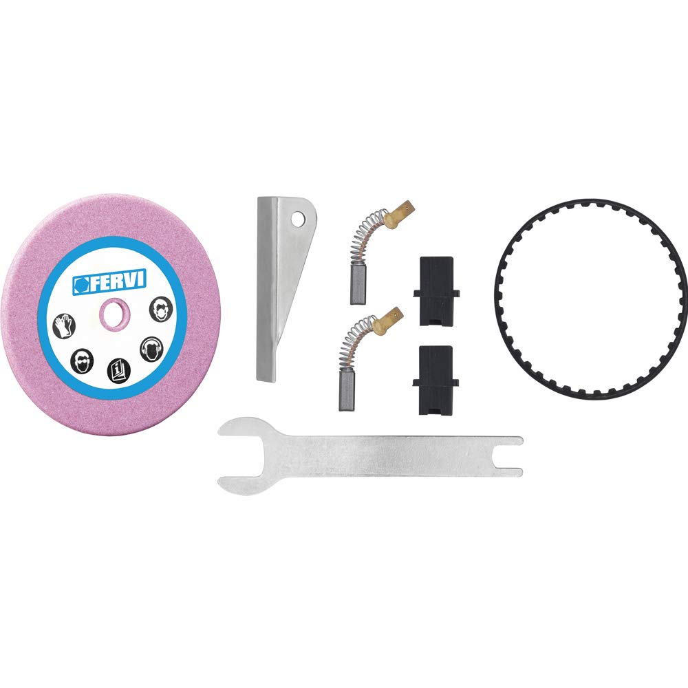 Fervi – Affila Catena Motosega con Mola a Secco, Leva di Avanzamento Catena, Schermo di Protezione, per Affilatura Precisa, Struttura Robusta e Facile Utilizzo, con Bulloni per Fissaggio